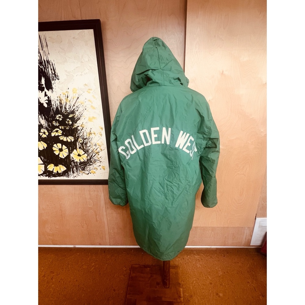 70's Amazing True Vintage Forest Green Hooded Surf Team Swim Team Windbreaker